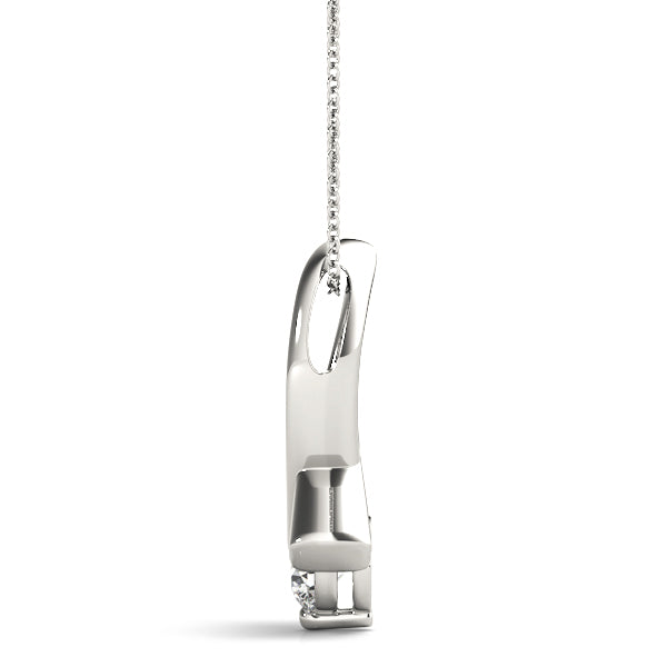 Silver Round Solitaire Diamond Twist Pendant