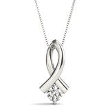 White gold Round Solitaire Diamond Twist Pendant