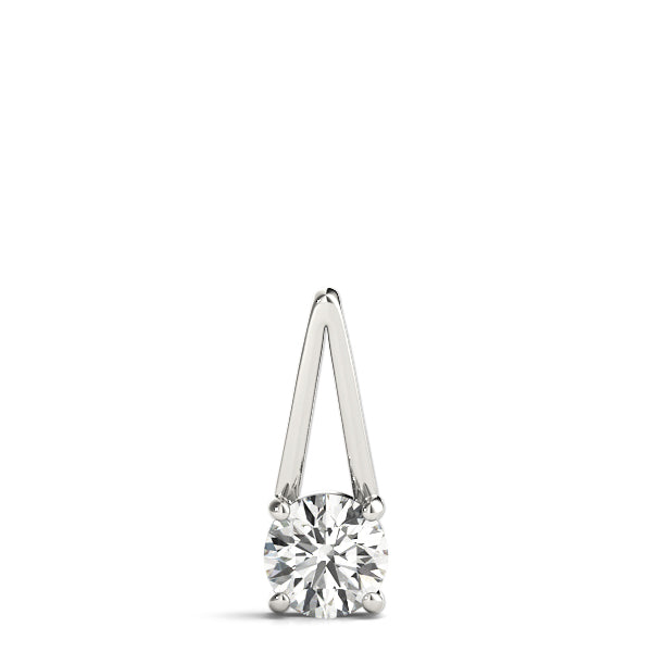 Silver Round Solitaire Diamond V-Bale Pendant