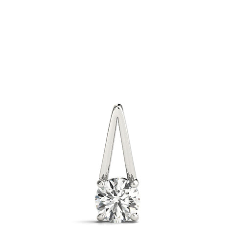 White gold Round Solitaire Diamond V-Bale Pendant 1