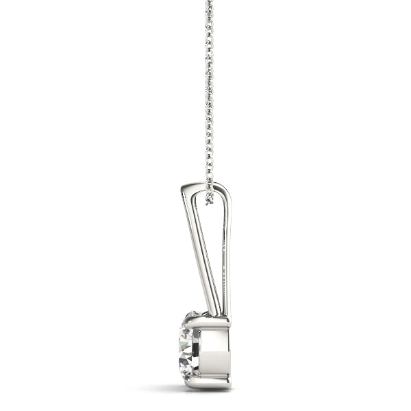 Silver Round Solitaire Diamond V-Bale Pendant