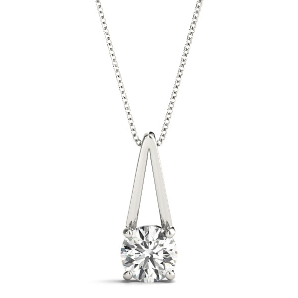Silver Round Solitaire Diamond V-Bale Pendant