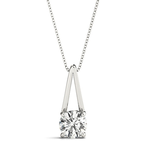 White gold Round Solitaire Diamond V-Bale Pendant