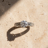 White gold Round Solitaire Diamond with Engraved Band and Four-Prong Setting_24