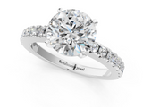 White gold Round Solitaire Diamond with Pavé Band and Four-Prong Setting_154