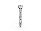 White gold Round Solitaire Diamond with Pavé Band and Four-Prong Setting_165