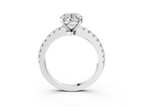 White gold Round Solitaire Diamond with Pavé Band and Four-Prong Setting_166