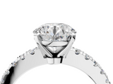 White gold Round Solitaire Diamond with Pavé Band and Four-Prong Setting_167