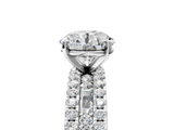 14K White Gold 1.01 Carat E VS1 Round Diamond Solitaire Ring with Pavé and Channel Set Band