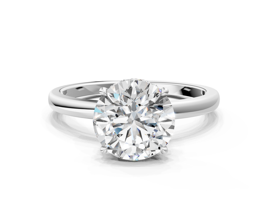 White gold Round Solitaire Engagement Ring with Cathedral Band and Four-Prong Setting_21