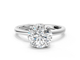 White gold Round Solitaire Engagement Ring with Cathedral Band and Four-Prong Setting_21