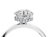 White gold Round Solitaire Engagement Ring with Cathedral Band and Four-Prong Setting_25
