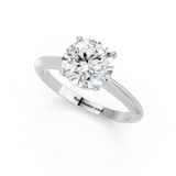 Silver 1.04 Carat D VVS1 Round Diamond Solitaire Engagement Ring with Classic Band and Four-Prong Setting