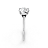 Silver 1.04 Carat D VVS1 Round Diamond Solitaire Engagement Ring with Classic Band and Four-Prong Setting