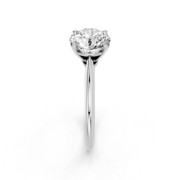 Silver 1.04 Carat D VVS1 Round Diamond Solitaire Engagement Ring with Classic Band and Four-Prong Setting