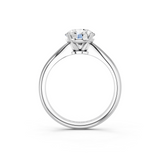 Silver 1.04 Carat D VVS1 Round Diamond Solitaire Engagement Ring with Classic Band and Four-Prong Setting