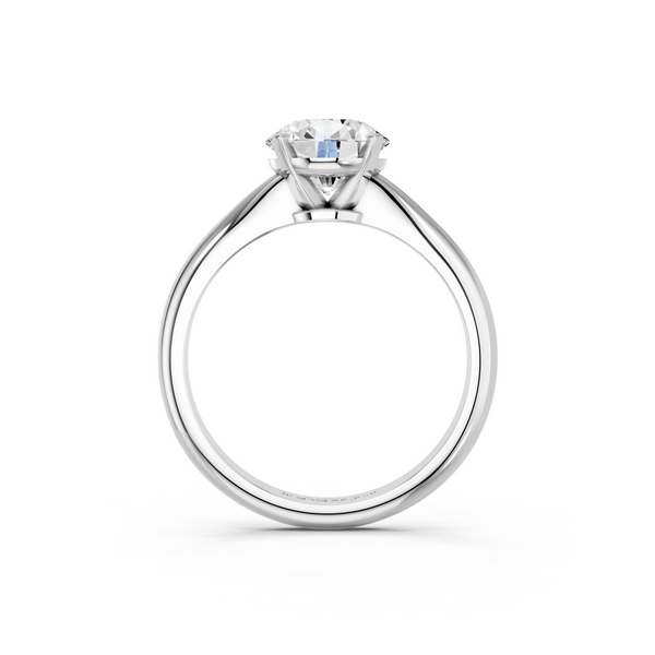 Silver 1.04 Carat D VVS1 Round Diamond Solitaire Engagement Ring with Classic Band and Four-Prong Setting