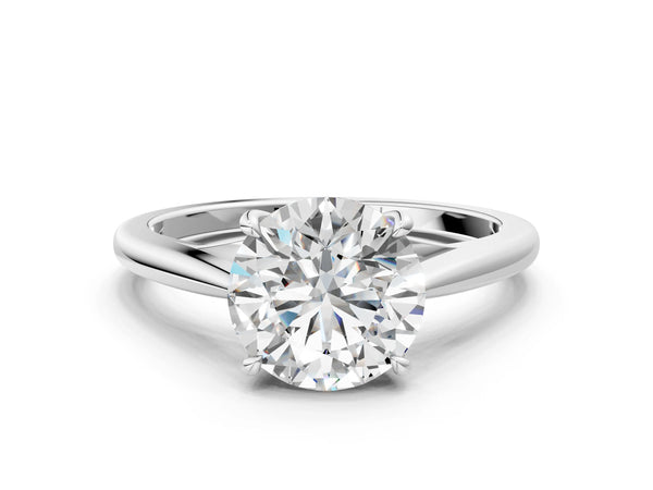 White gold Round Solitaire Engagement Ring with Four-Prong Setting and Classic Band