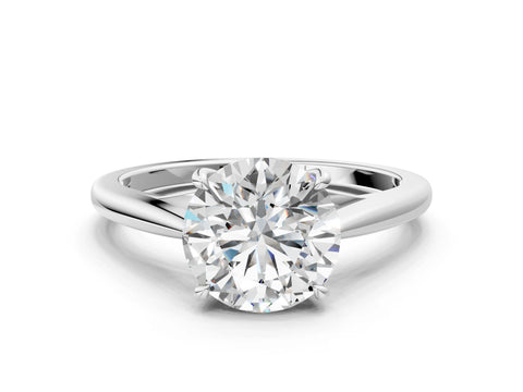 White gold Round Solitaire Engagement Ring with Four-Prong Setting and Classic Band 1