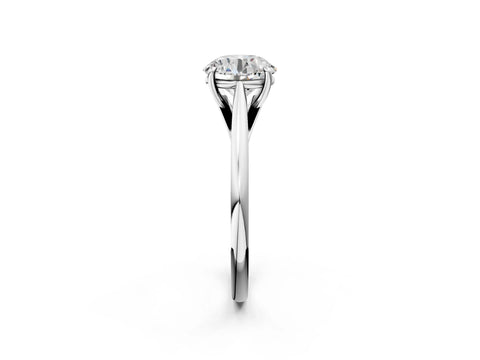 White gold Round Solitaire Engagement Ring with Four-Prong Setting and Classic Band 3