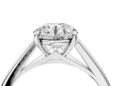 White gold Round Solitaire Engagement Ring with Four-Prong Setting and Classic Band 5