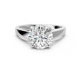 White gold Round Solitaire Engagement Ring with Four-Prong Setting and Tapered Band_23