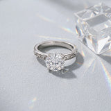 White gold Round Solitaire Engagement Ring with Scrollwork Band and Four-Prong Setting_15