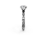 White gold Round Solitaire Engagement Ring with Scrollwork Band and Four-Prong Setting_155