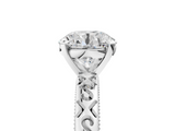 White gold Round Solitaire Engagement Ring with Scrollwork Band and Four-Prong Setting_158