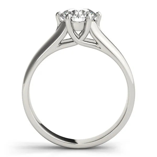 White gold Round Solitaire Engagement Ring with Six-Prong Setting and Comfort Fit Band