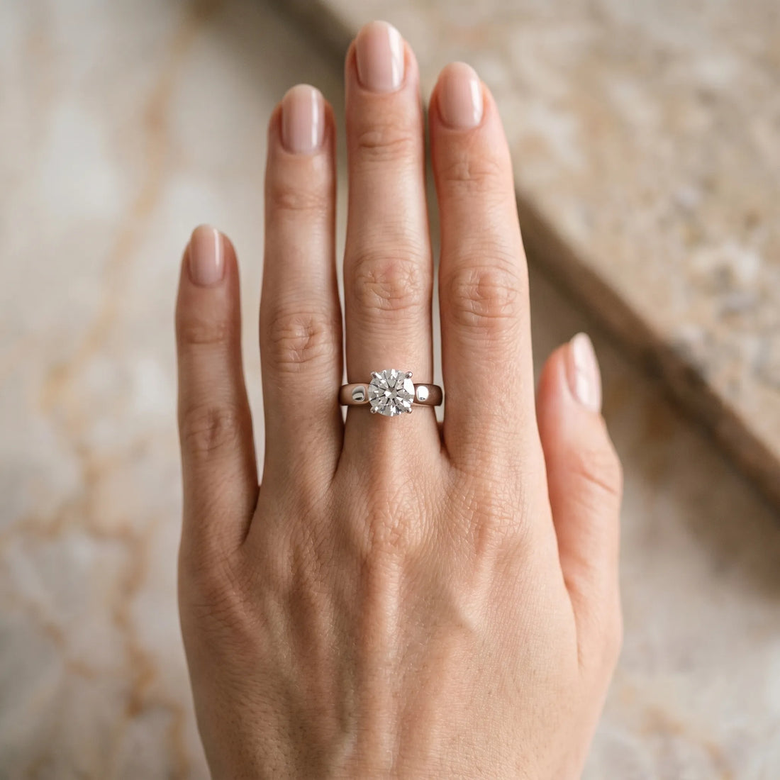 White gold Round Solitaire Engagement Ring with Six-Prong Setting and Comfort Fit Band_6