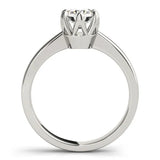 White gold Round Solitaire Engagement Ring with Six-Prong Setting and Tapered Band 2