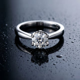 White gold Round Solitaire Engagement Ring with Six-Prong Setting and Tapered Band_27