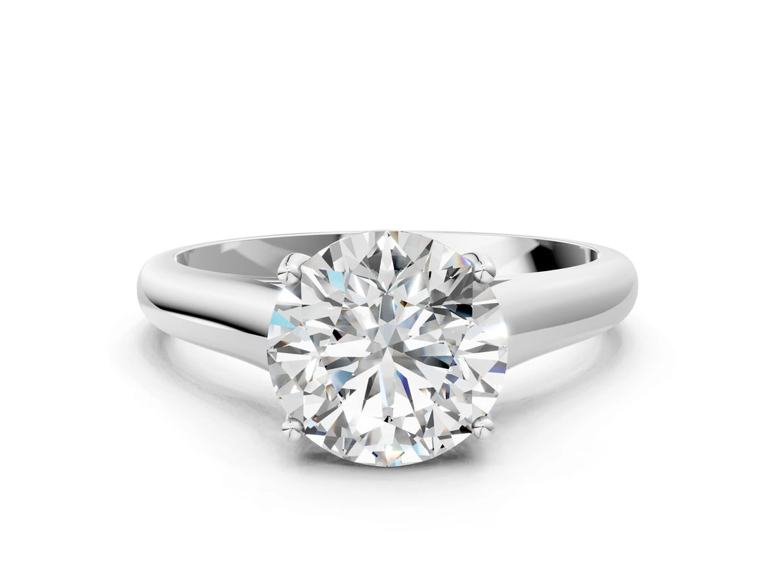 White gold Round Solitaire Engagement Ring with Tapered Band and Four-Prong Setting_21
