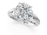 White gold Round Solitaire Filigree Engagement Ring with Halo and Prong Setting_70