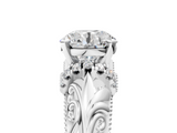 White gold Round Solitaire Filigree Engagement Ring with Halo and Prong Setting_74