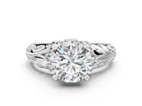 White gold Round Solitaire Filigree Engagement Ring with Halo and Prong Setting_88