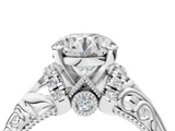 White gold Round Solitaire Filigree Engagement Ring with Halo and Prong Setting_92