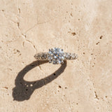 White gold Round Solitaire Floral Milgrain Engagement Ring_15