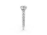White gold Round Solitaire Floral Milgrain Engagement Ring_45
