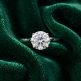 White gold Round Solitaire Heart Prong Engagement Ring with Tapered Band_21