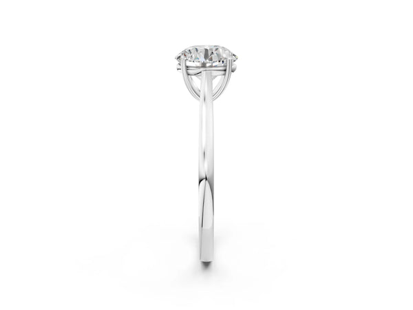White gold Round Solitaire Heart Prong Engagement Ring with Tapered Band