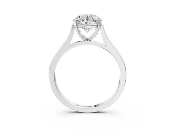 White gold Round Solitaire Heart Prong Engagement Ring with Tapered Band