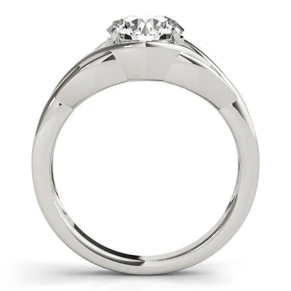 White gold Round Solitaire Intertwined Band Prong Setting Ring