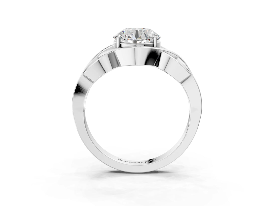 White gold Round Solitaire Intertwined Band Prong Setting Ring_29