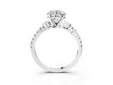 White gold Round Solitaire Leaf-Inspired Diamond Ring with Pavé Band and Four-Prong Setting_31