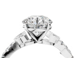 White gold Round Solitaire Leaf-Inspired Diamond Ring with Pavé Band and Four-Prong Setting_32
