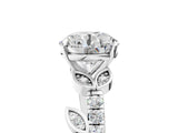 White gold Round Solitaire Leaf-Inspired Diamond Ring with Pavé Band and Four-Prong Setting_33