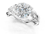 White gold Round Solitaire Leaf-Inspired Engagement Ring with Prong Setting_96