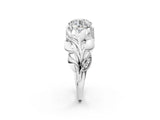White gold Round Solitaire Leaf-Inspired Engagement Ring with Prong Setting_97